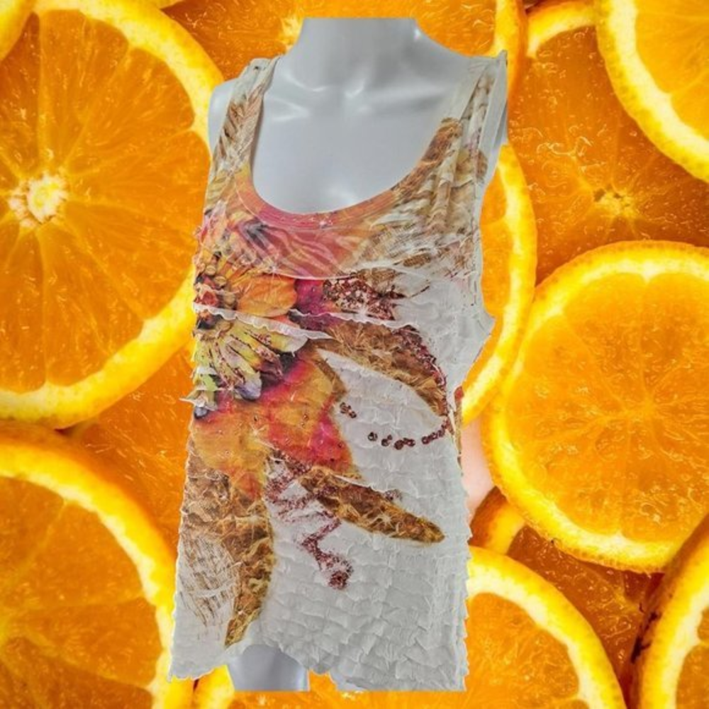 TWENTY One Yellow and Orange Flower Tank Size L